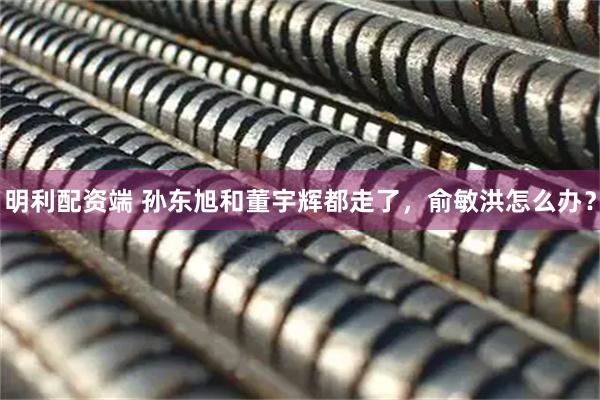 明利配资端 孙东旭和董宇辉都走了，俞敏洪怎么办？